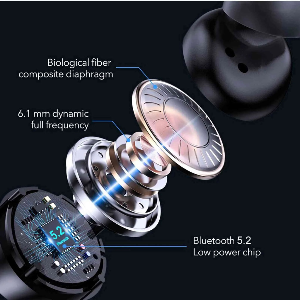 Black True Wireless Bluetooth Earbuds with Charging Case D620341