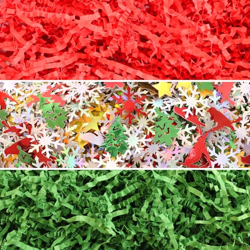1LB Christmas Crinkle Cut Paper Basket Filler N4421