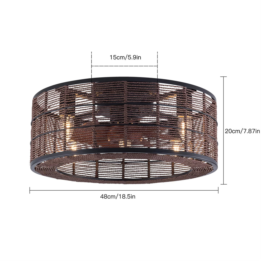 18.5 Inch Black Caged Ceiling Fan with Light H992432