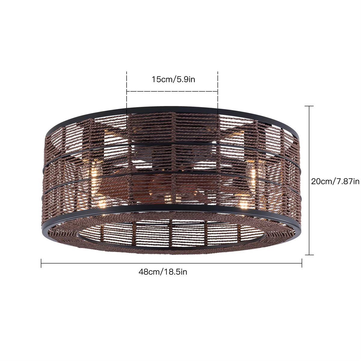 18.5 Inch Black Caged Ceiling Fan with Light H992432