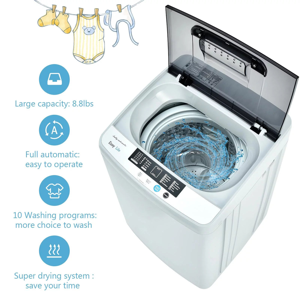 8.8lbs Portable Automatic Washing Machine O627